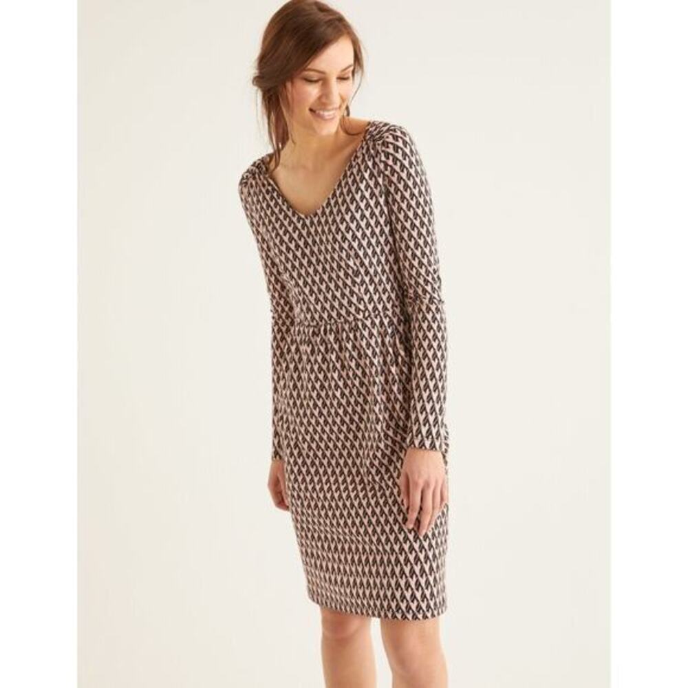 Boden Romilly Black Pink Heart Print Jersey Dress Size 10L
